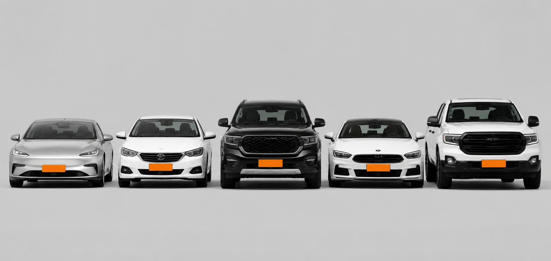 Lineup of cars, SUVs and a pickup truck registered with Montana plates